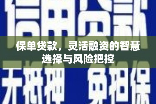 筠连保单贷款，灵活融资的智慧选择与风险把控