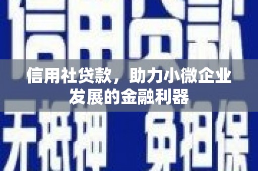 筠连信用社贷款，助力小微企业发展的金融利器