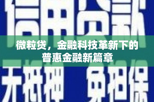 筠连微粒贷，金融科技革新下的普惠金融新篇章